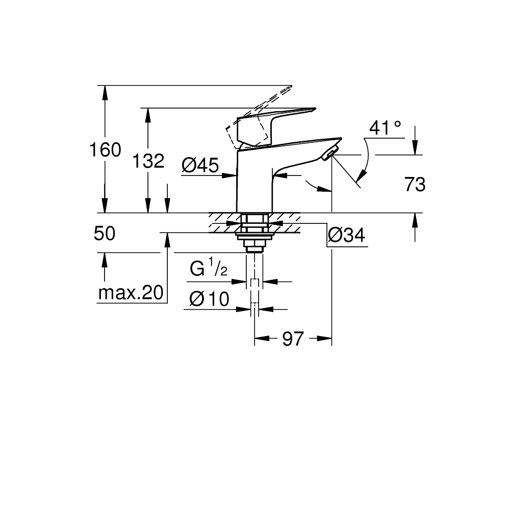 Vòi chậu lạnh BauLoop GROHE 32857001