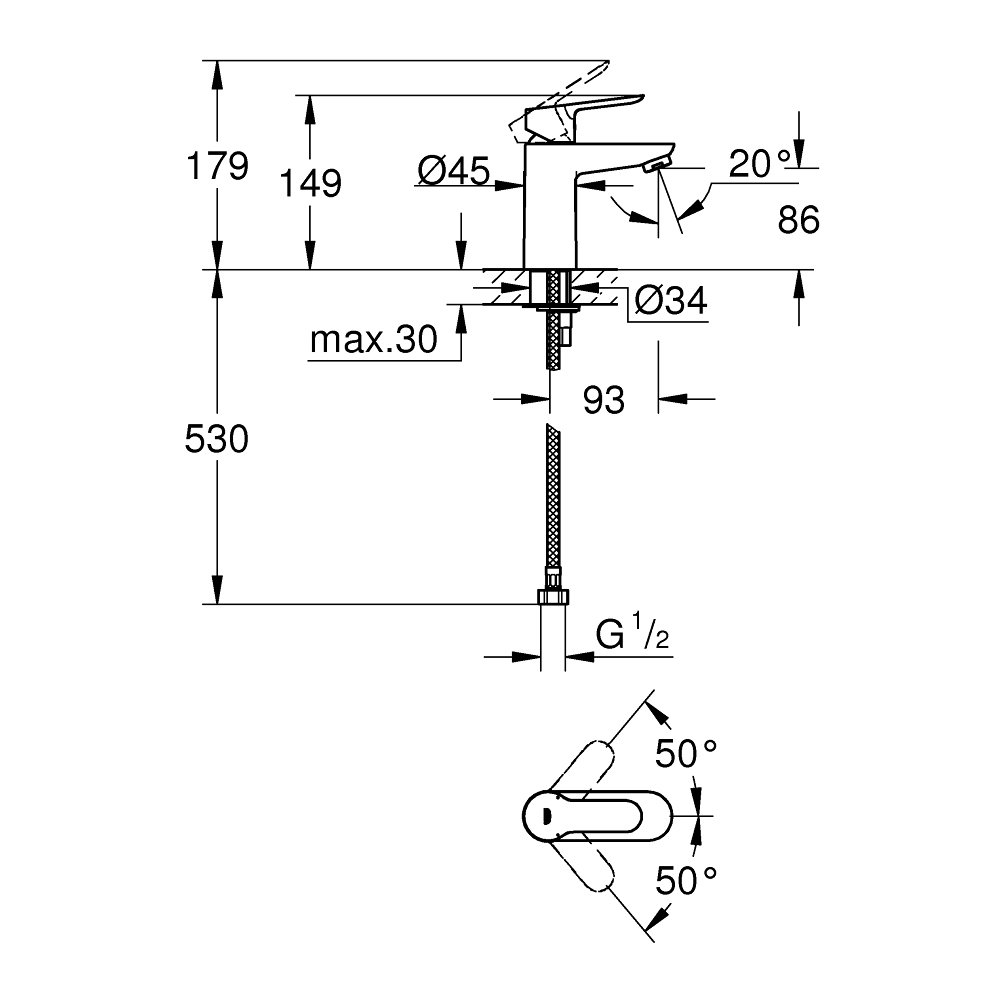Vòi chậu nóng lạnh BauEdge GROHE 32858000