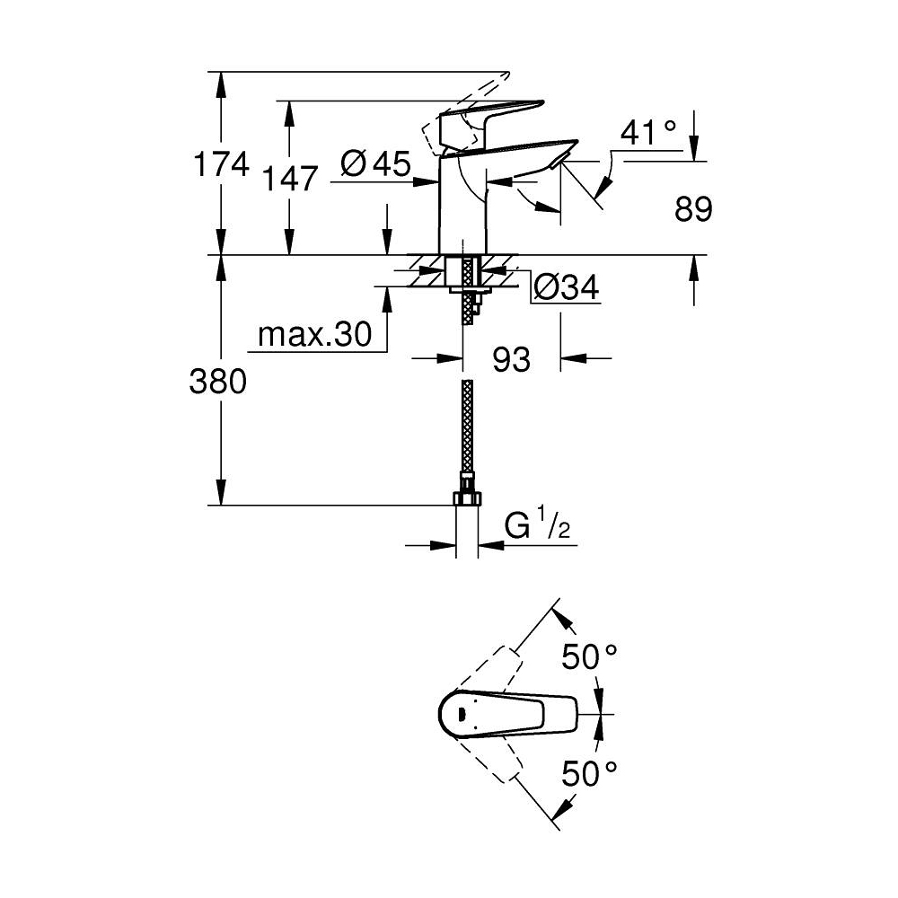Vòi chậu nóng lạnh BauEdge GROHE 32858001