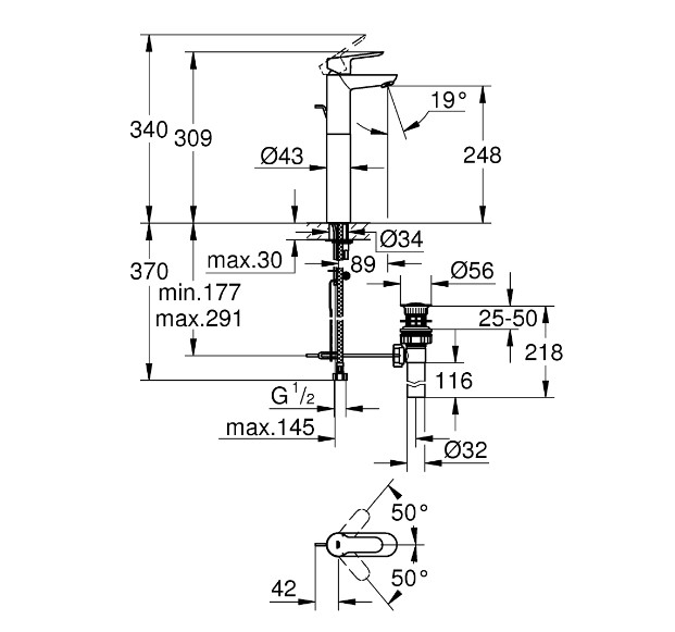 Vòi chậu nóng lạnh BauEdge XL-Size Grohe 32860000