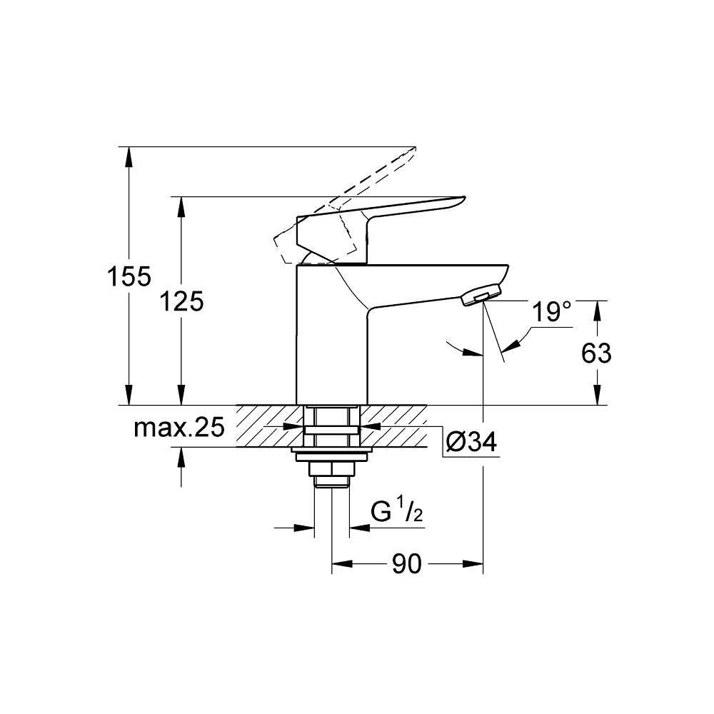 Vòi chậu nóng lạnh BauEdge GROHE 32861000