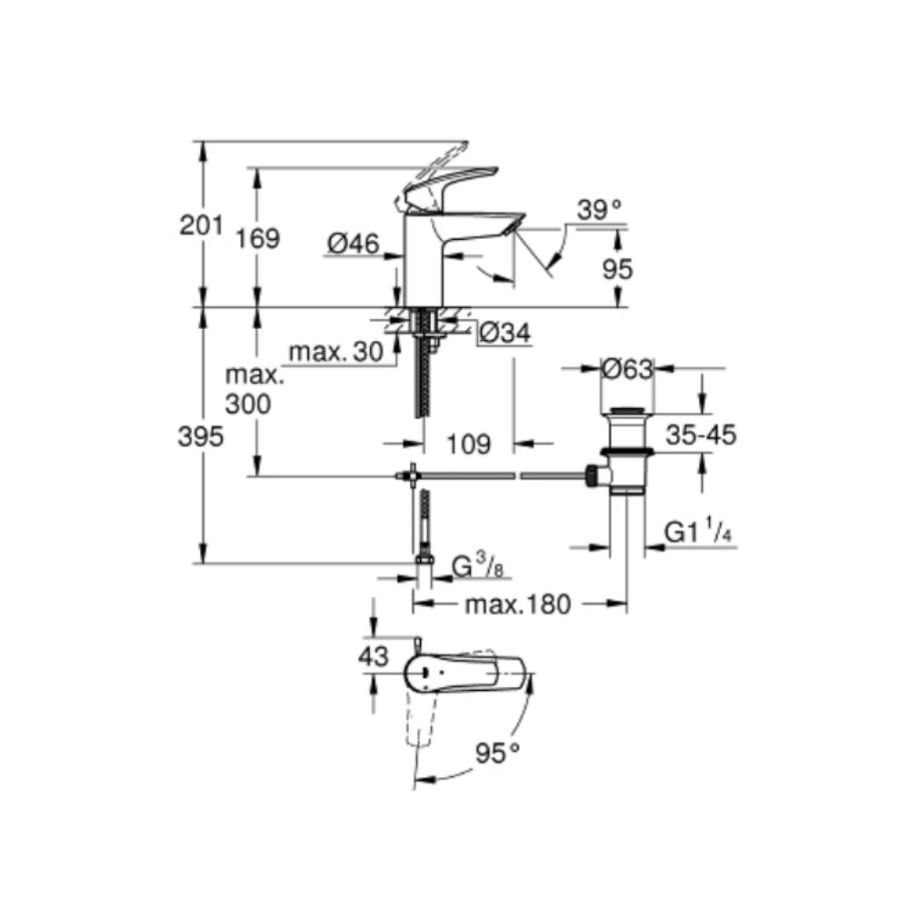 Vòi chậu nóng lạnh Eurosmart S-size GROHE 329262433