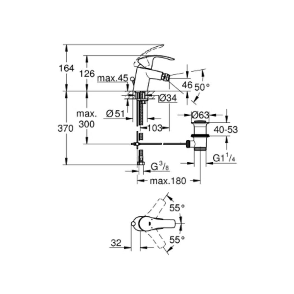 Vòi chậu nóng lạnh Eurosmart S-size GROHE 32929002