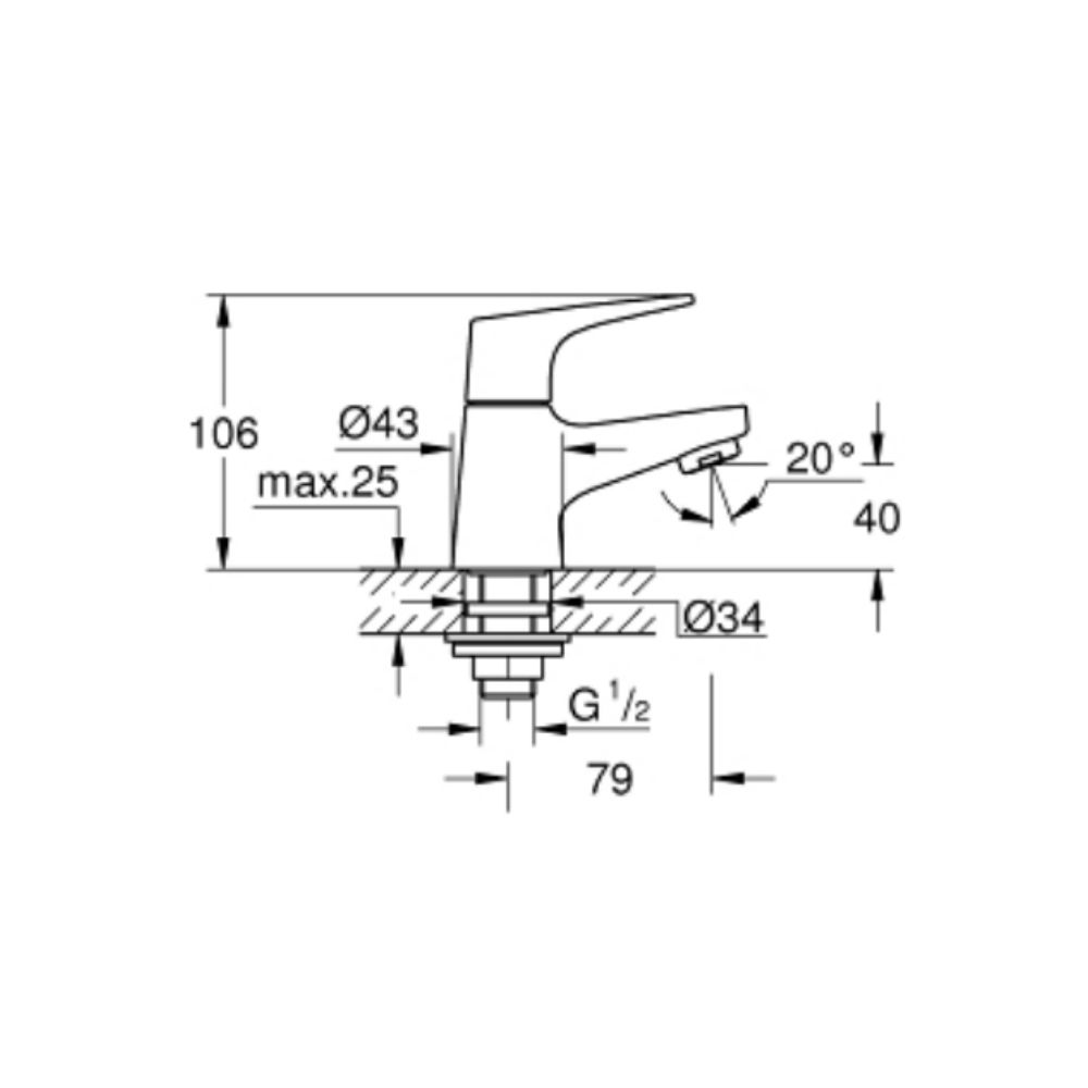 Vòi chậu lạnh BauFlow GROHE 32957000