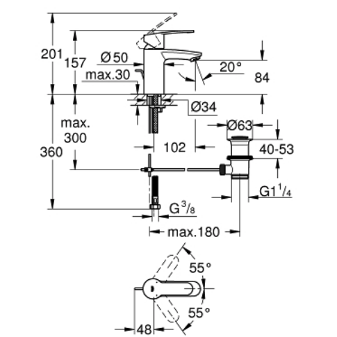 Vòi chậu nóng lạnh Eurostyle Cosmopolitan Grohe 33552002