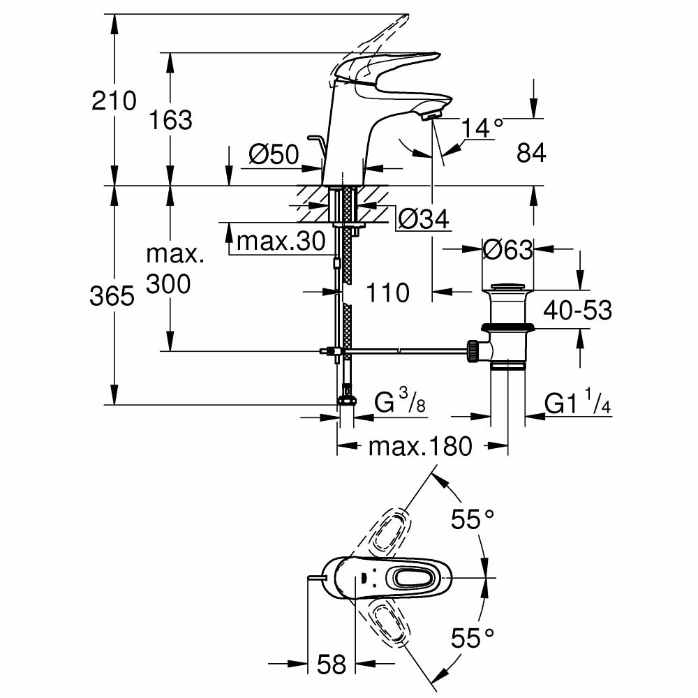 Vòi chậu nóng lạnh Eurostyle GROHE 33558003