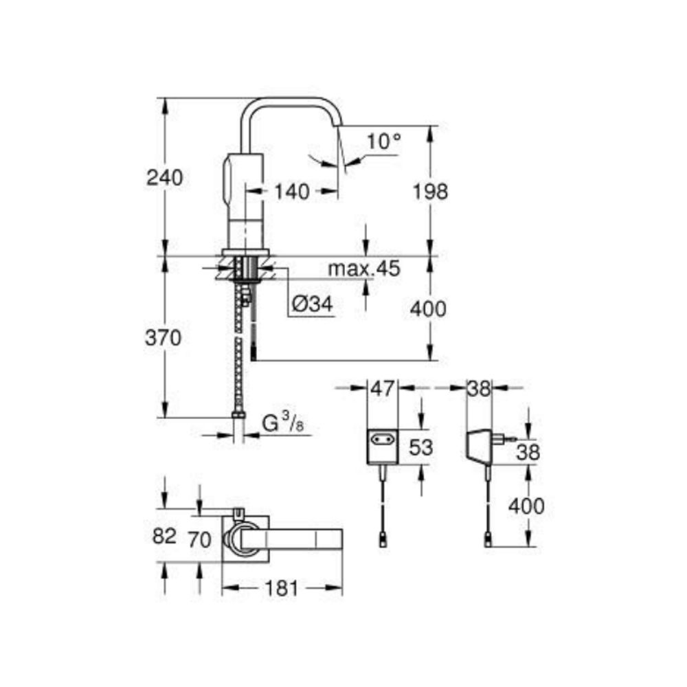 Vòi chậu cảm ứng nhiệt độ Allure E GROHE 36095000