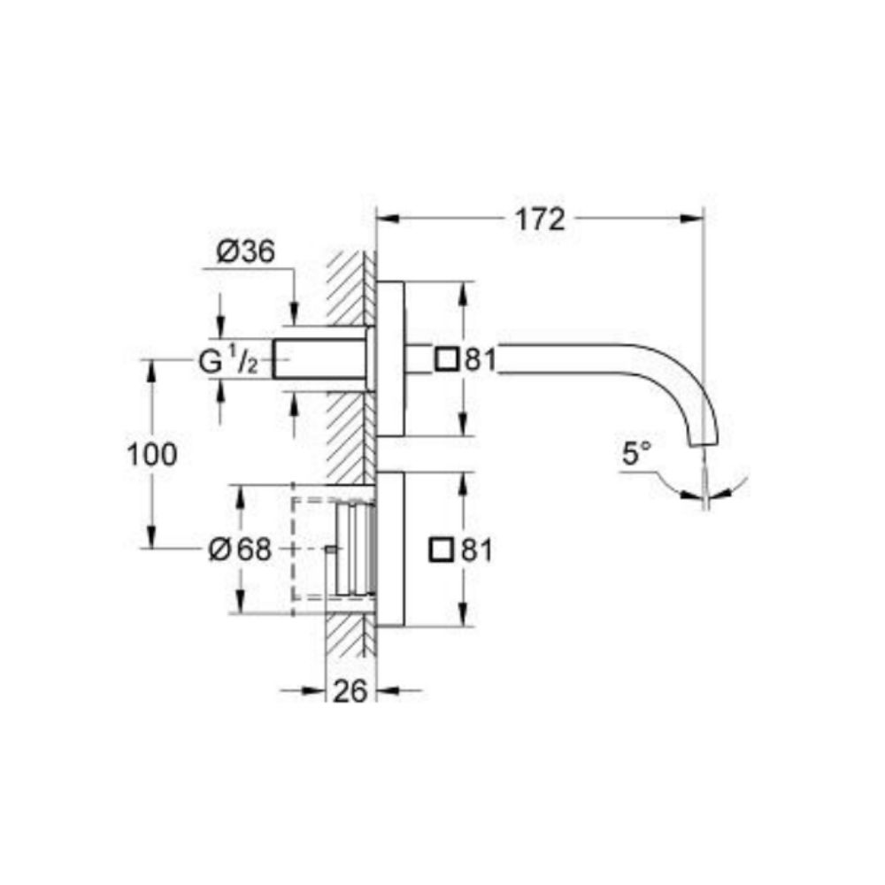 Vòi chậu gắn tường cảm ứng nóng lạnh Allure E GROHE 36235000