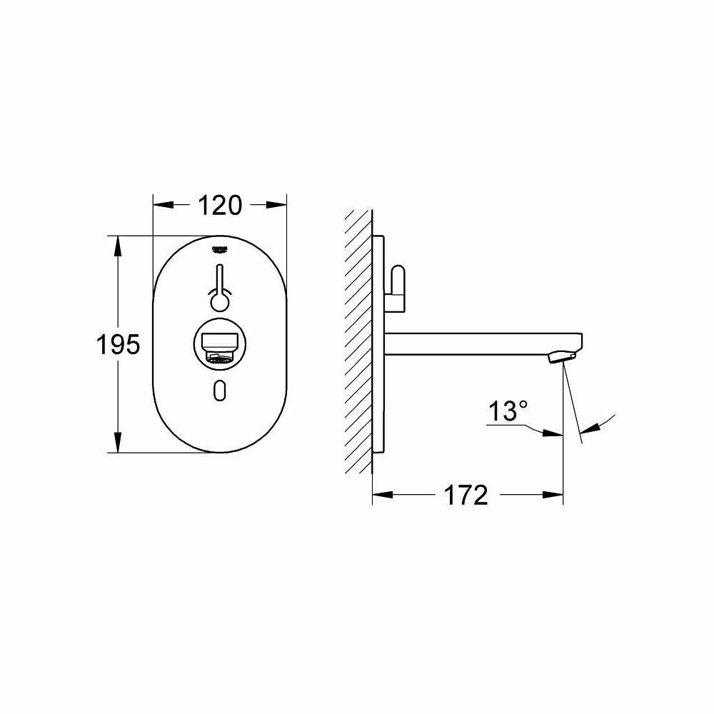 Vòi chậu cảm ứng gắn tường nóng lạnh dùng pin Eurosmart Cosmopolitan E GROHE 36315000