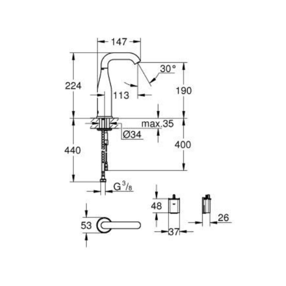 Vòi chậu cảm ứng dùng pin Essence E GROHE 36446000
