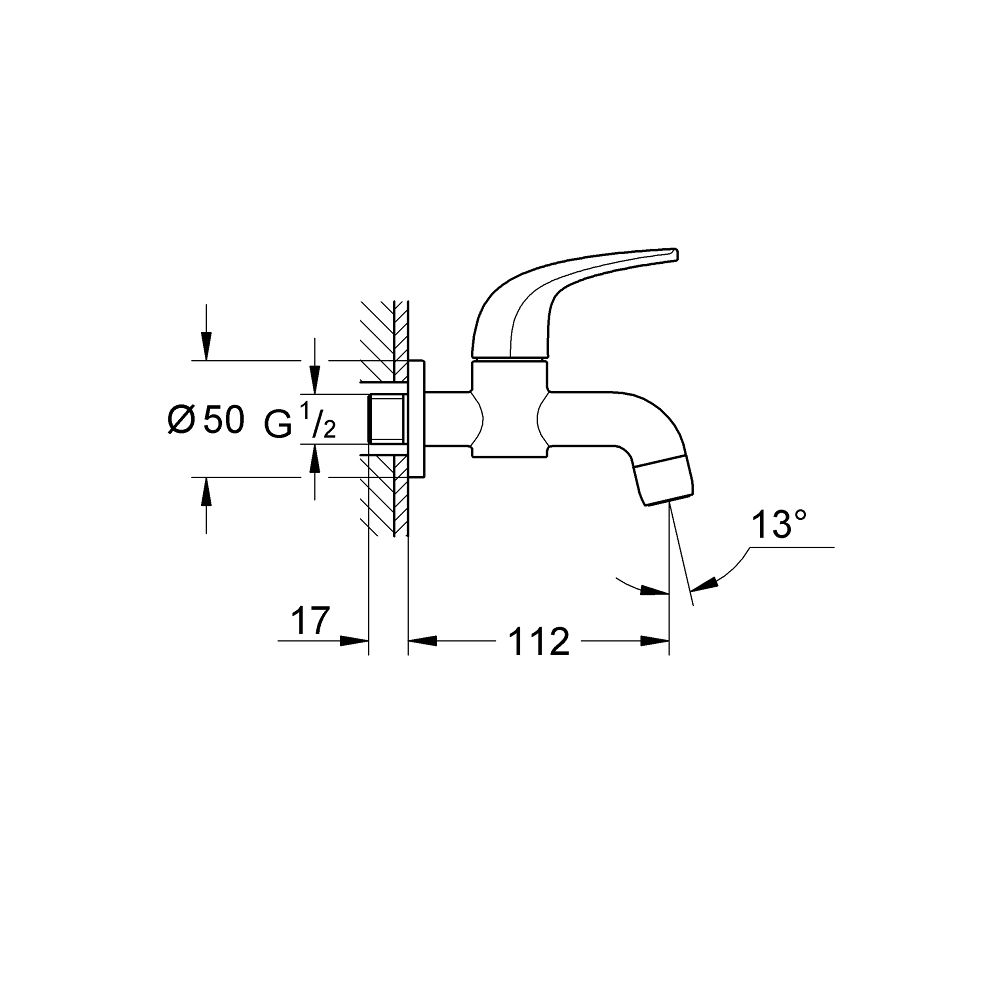 Vòi hồ gắn tường BauCurve GROHE 20236000