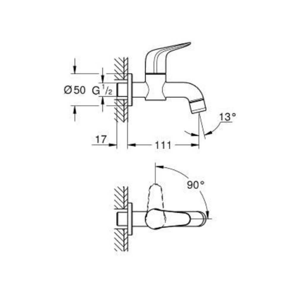 Vòi hồ gắn tường EuroEco GROHE 29387001