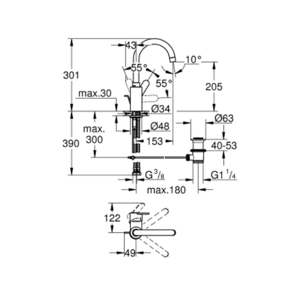 Vòi bếp dây rút nóng lạnh Eurostyle Cosmopolitan GROHE 23043002
