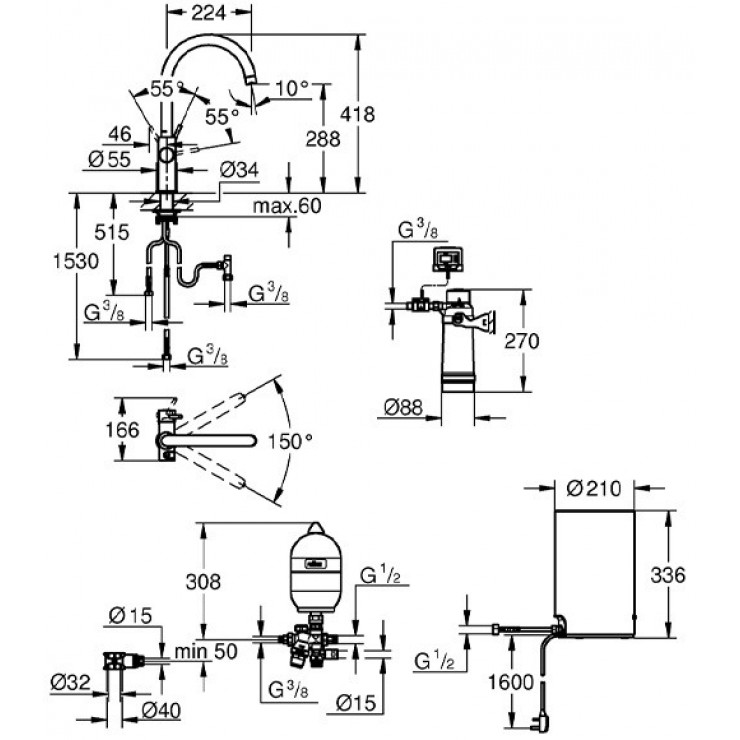 Bộ vòi rửa chén nước sôi Red Duo M-Size Grohe 30058001