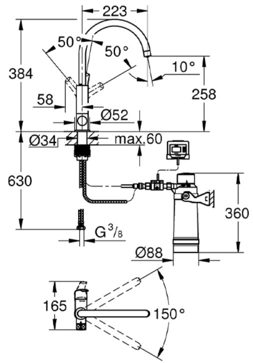 Bộ vòi rửa chén + lọc nước Grohe 30384000