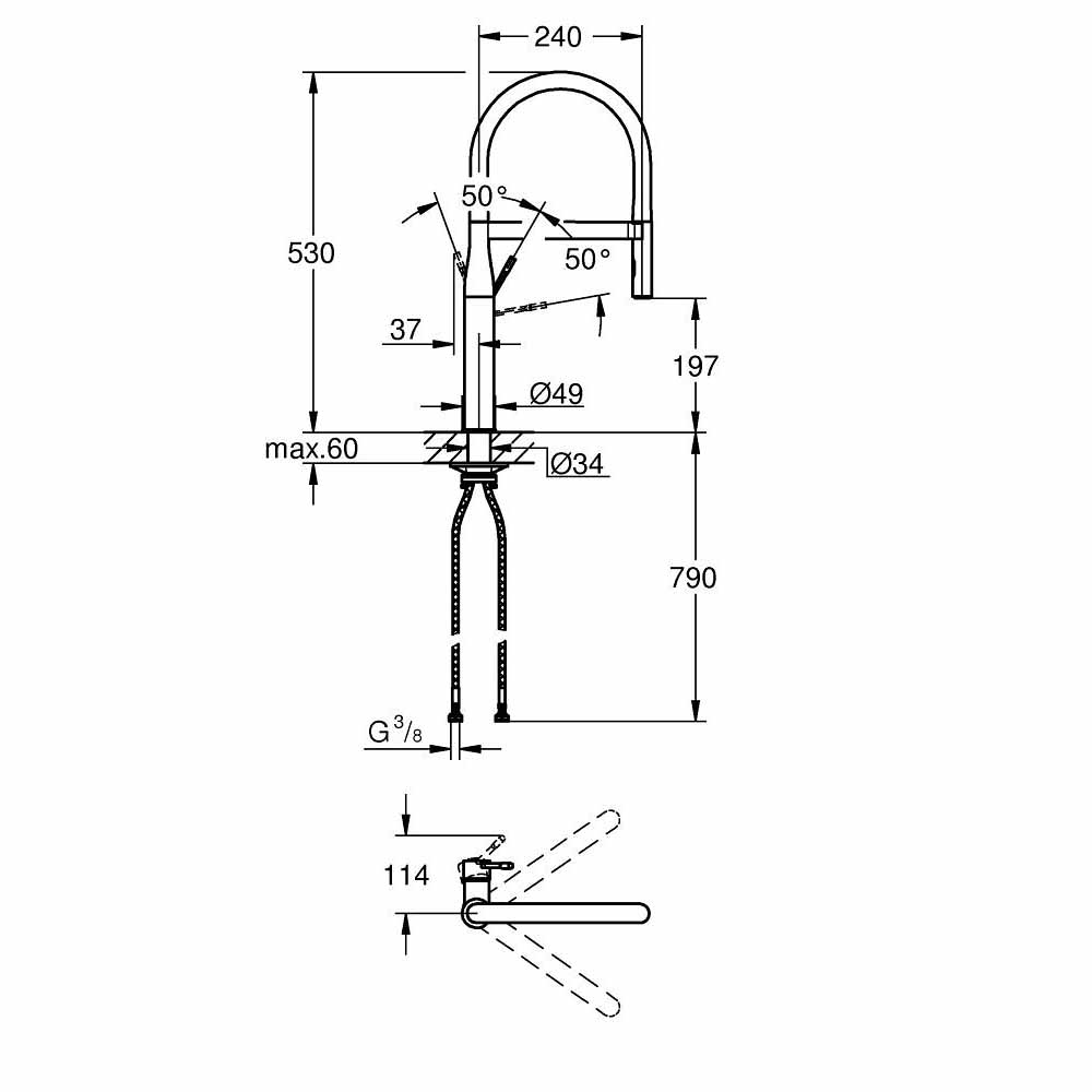 Vòi bếp nóng lạnh cần cao su Essence GROHE 30503KF0