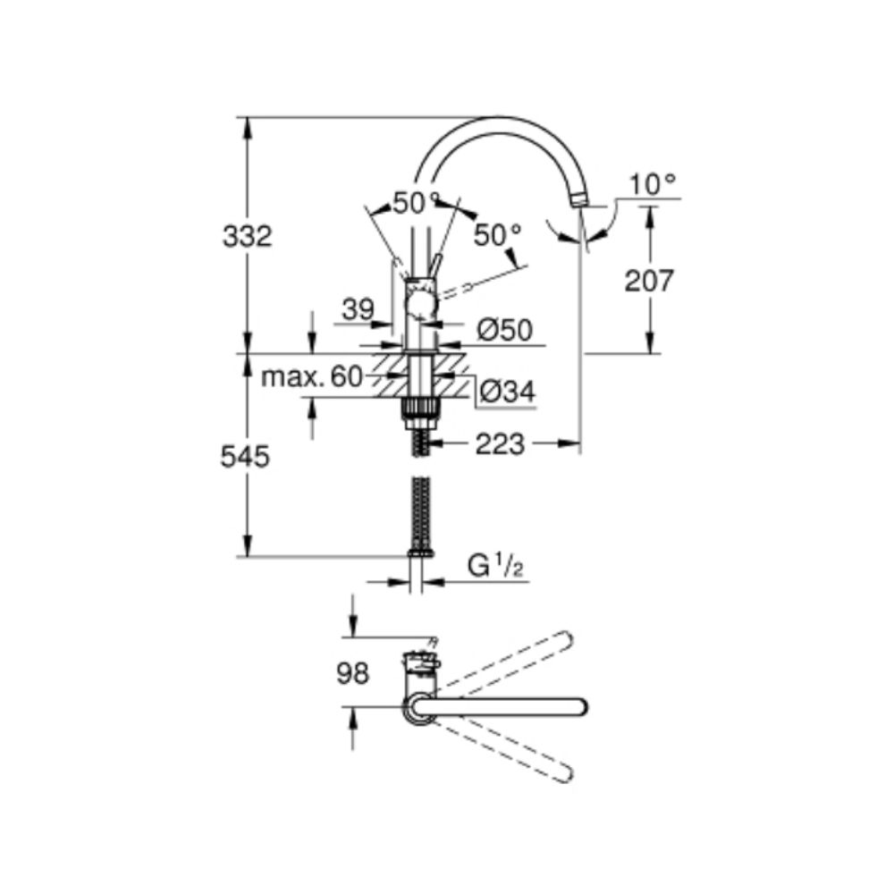 Vòi bếp nóng lạnh BauClassic GROHE 31234001