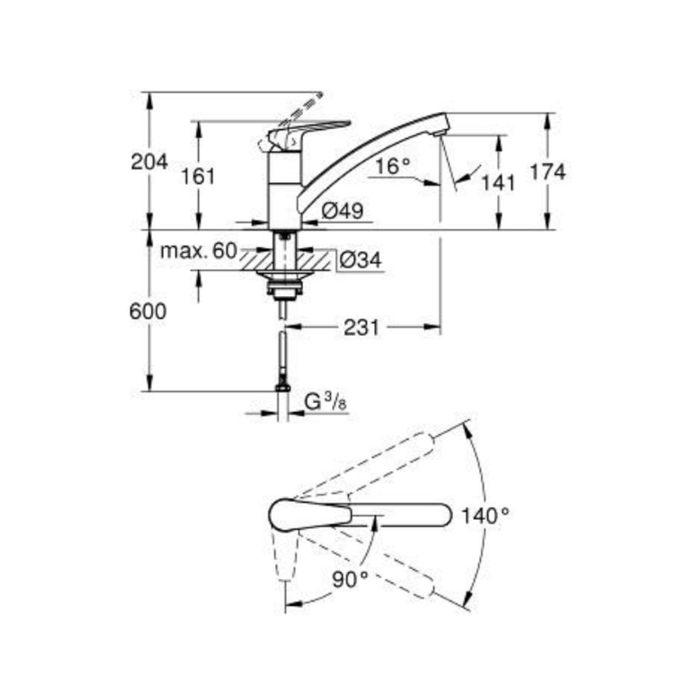 Vòi bếp nóng lạnh BauEdge GROHE 31682000