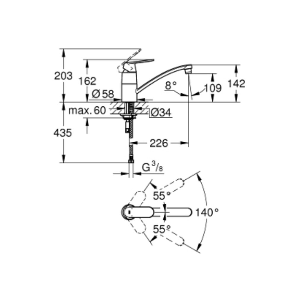 Vòi bếp Eurosmart Cosmopolitan GROHE 32842000