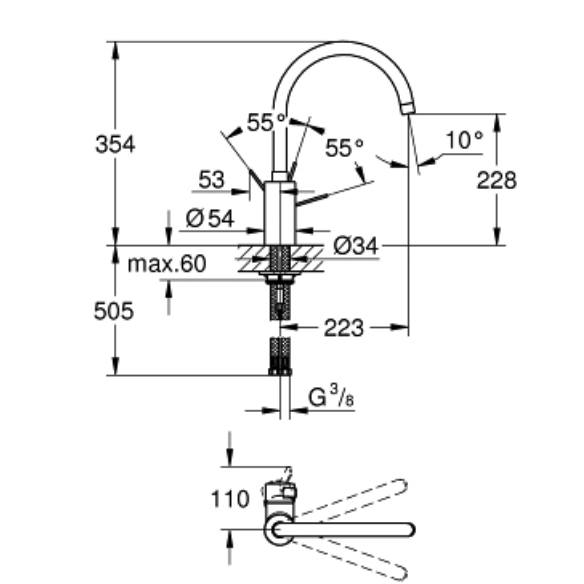 Vòi bếp nóng lạnh Euromart Cosmo Grohe 32843000