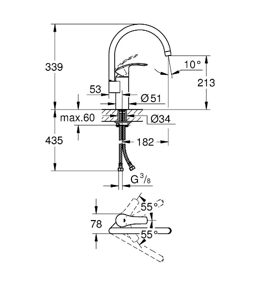 Vòi bếp nóng lạnh Eurosmart GROHE 33202002