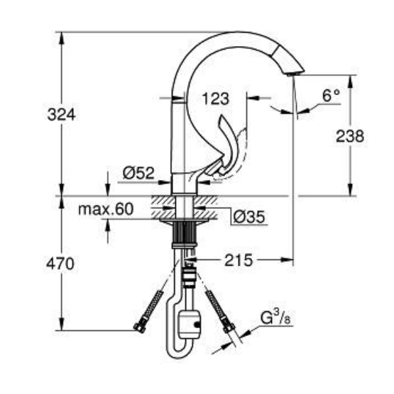 Vòi bếp dây rút nóng lạnh K4 Grohe 33786000