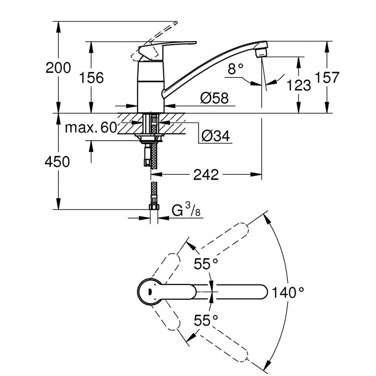 Vòi bếp nóng lạnh Eurostyle Cosmopolitan GROHE 33977002