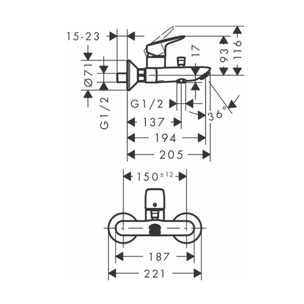 Củ sen tắm nóng lạnh Logis Hansgrohe 71400000