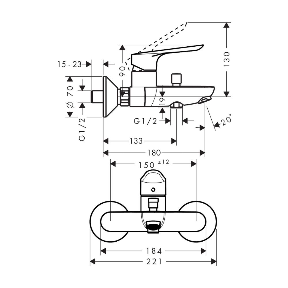 Củ sen tắm nóng lạnh Logis E Hansgrohe 71403000