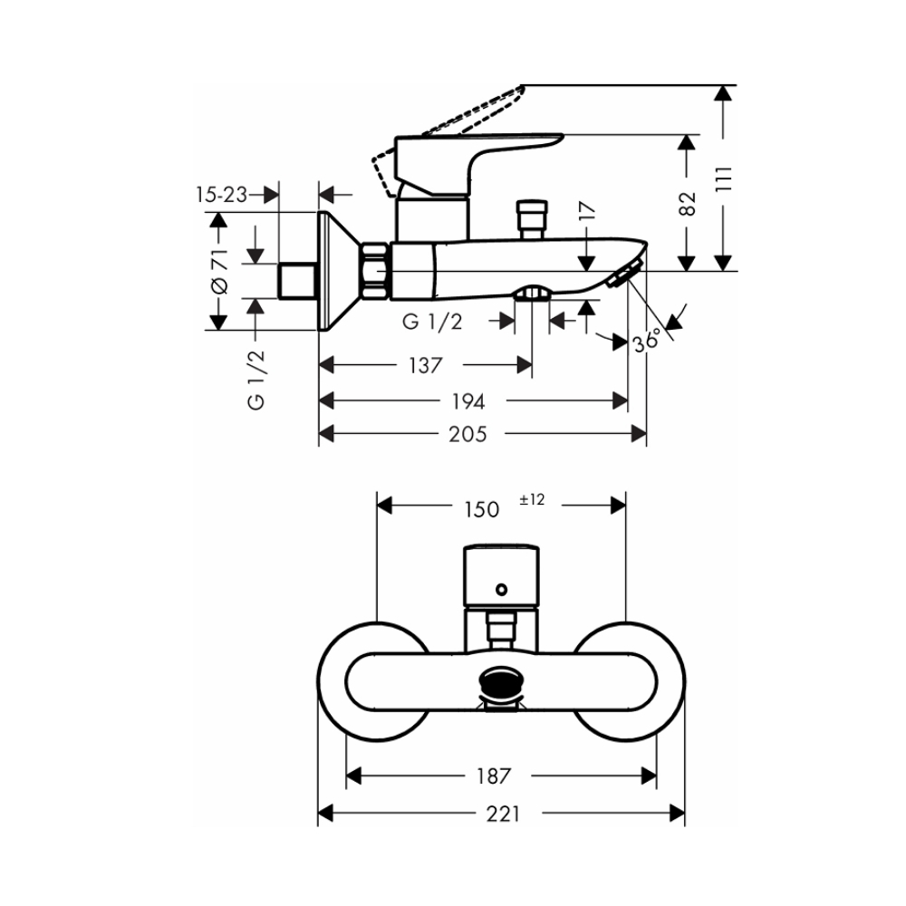 Củ sen tắm nóng lạnh Talis E Hansgrohe 71740000