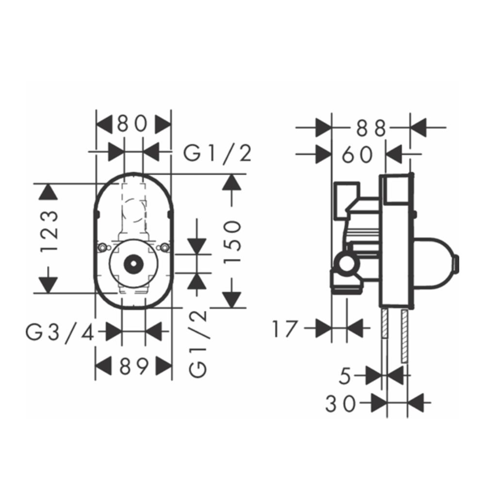 Phụ kiện âm tường van điều chỉnh Focus Hansgrohe 31741180