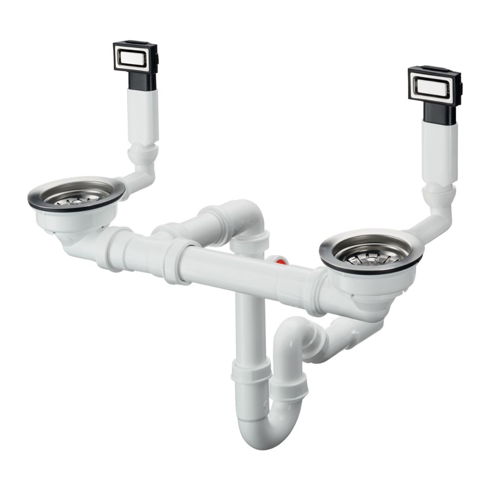 Bộ xả chậu rửa chén đôi 2 lỗ thoát tràn D18-10 Hansgrohe 43923009