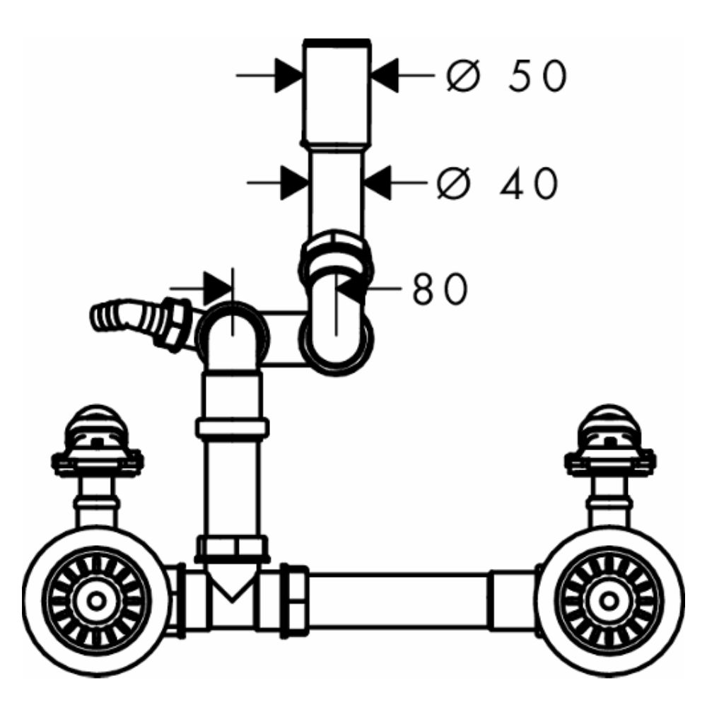 Bộ xả chậu rửa chén đôi 2 lỗ thoát tràn D15-10 Hansgrohe 43922009