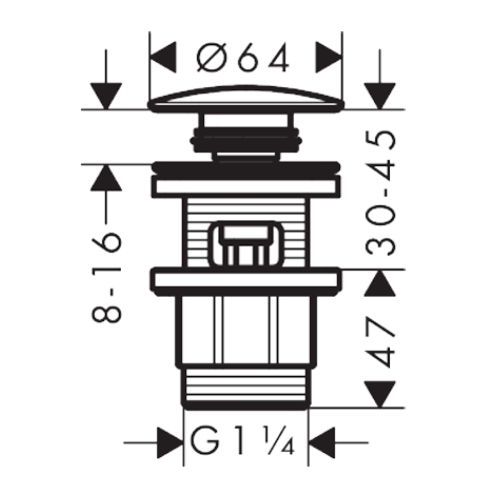 Nút xả nhấn lavabo Hansgrohe 50105000
