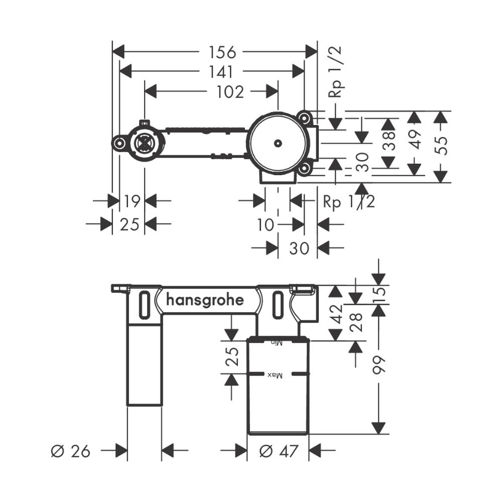 Bộ âm cho vòi gắn tường Hansgrohe 71577187