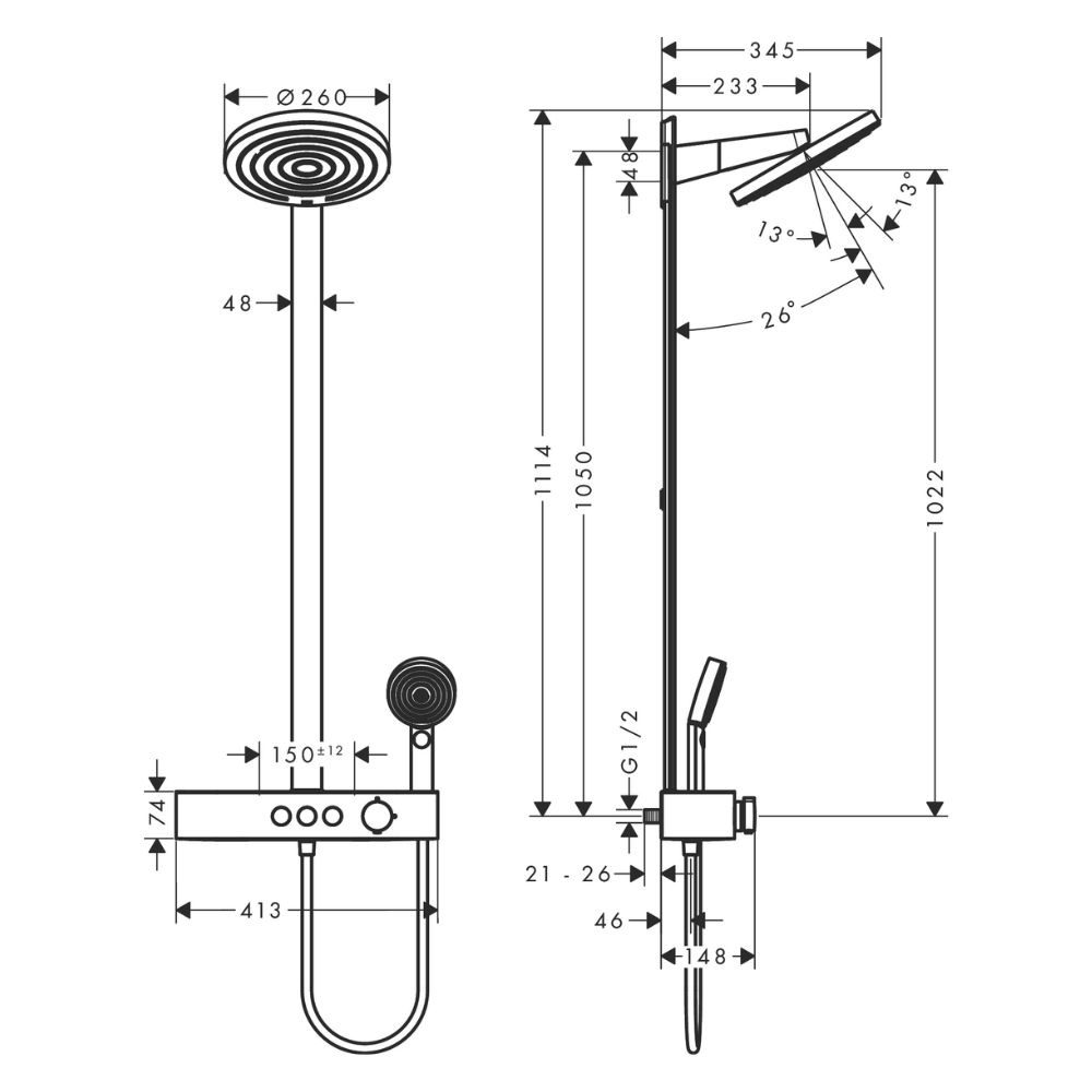 Sen cây nhiệt độ Pulsify S Hansgrohe 24240670