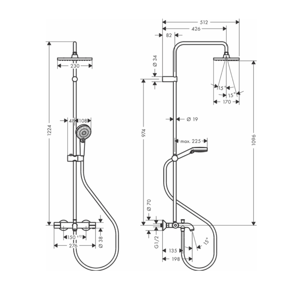 Sen cây nhiệt độ HG Vernis Shape Hansgrohe 26284007 (kèm vòi xả bồn)