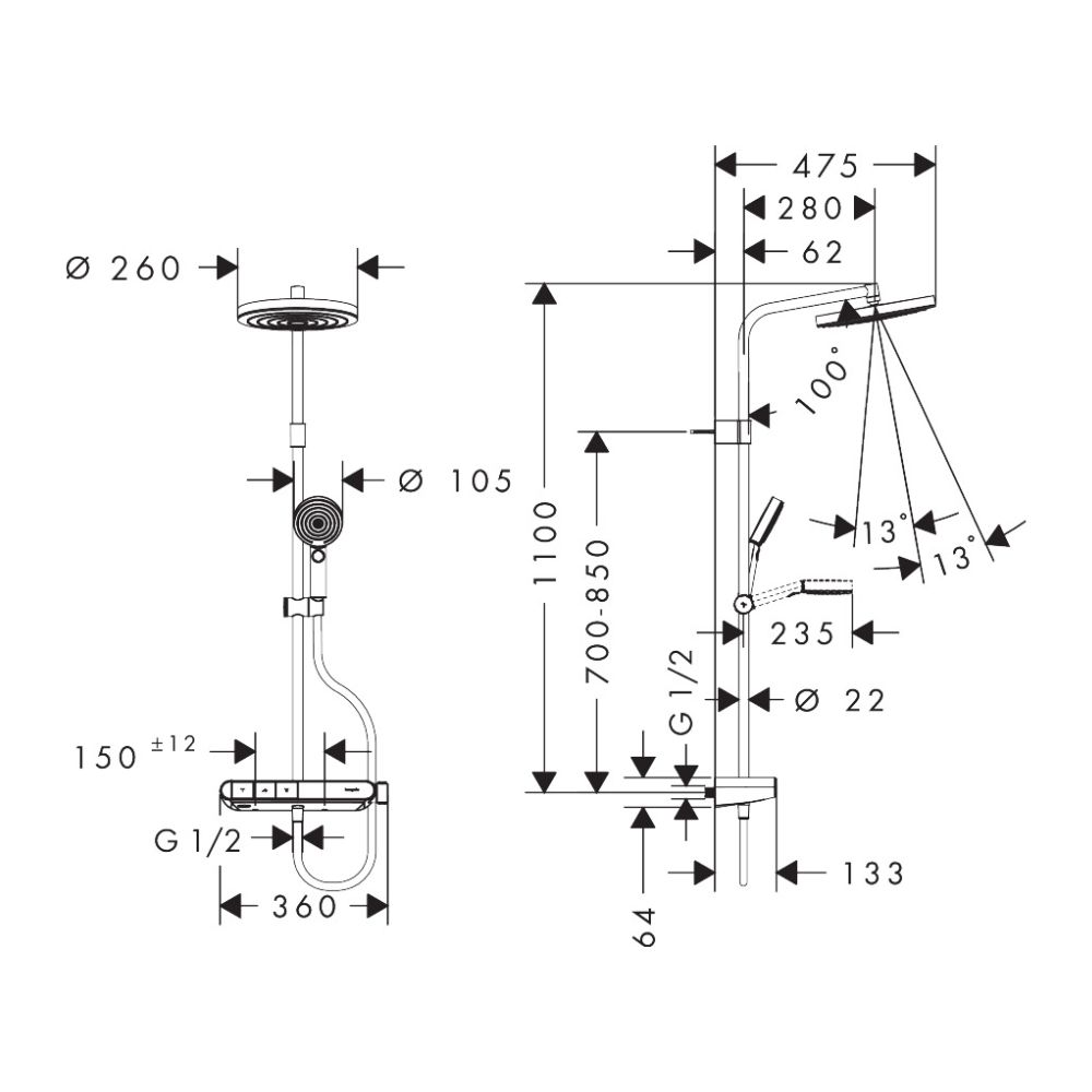 Sen cây nhiệt độ Pulsify S 260 Hansgrohe 26971007