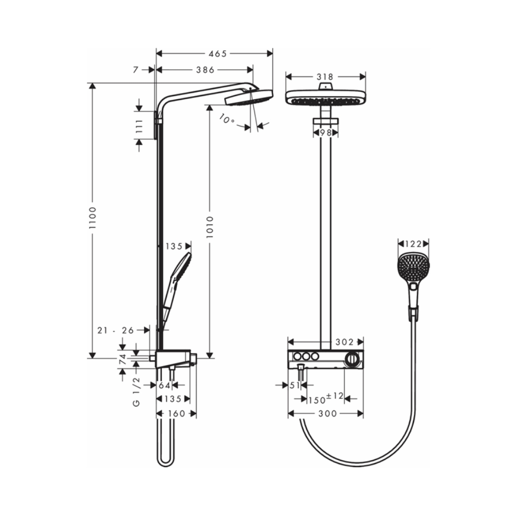 Sen cây nhiệt độ Raindance Select E Hansgrohe 27127000