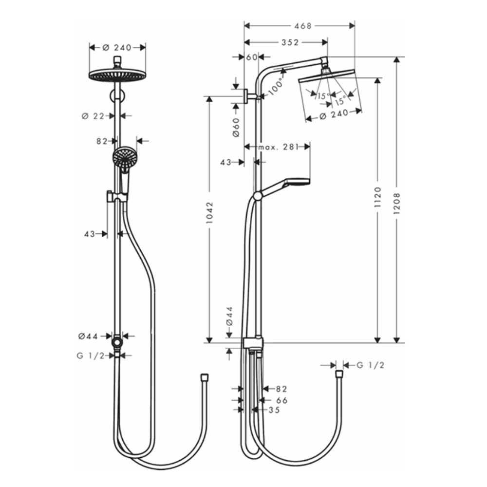 Thân sen cây HG Crometta S 240 Hansgrohe 27270000