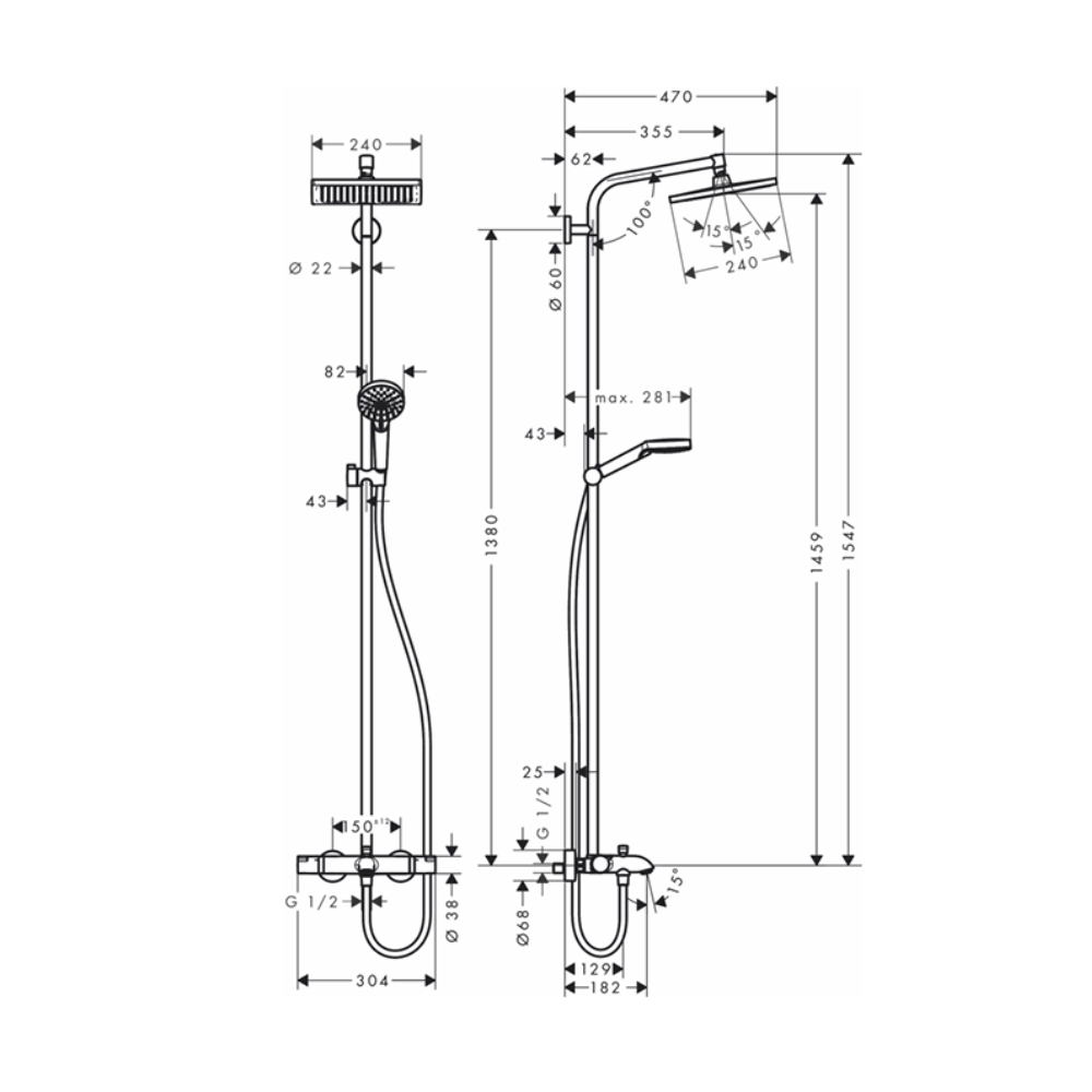 Sen cây nhiệt độ Crometta E Hansgrohe 27298000