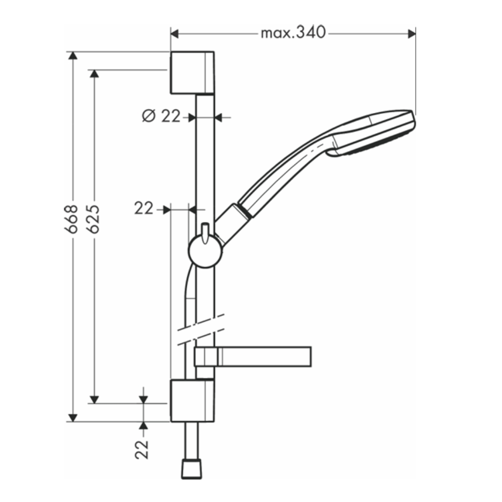Tay sen tắm kèm thanh trượt HG Croma 100 Multi Unica C Hansgrohe 27775000 (3 chế độ)