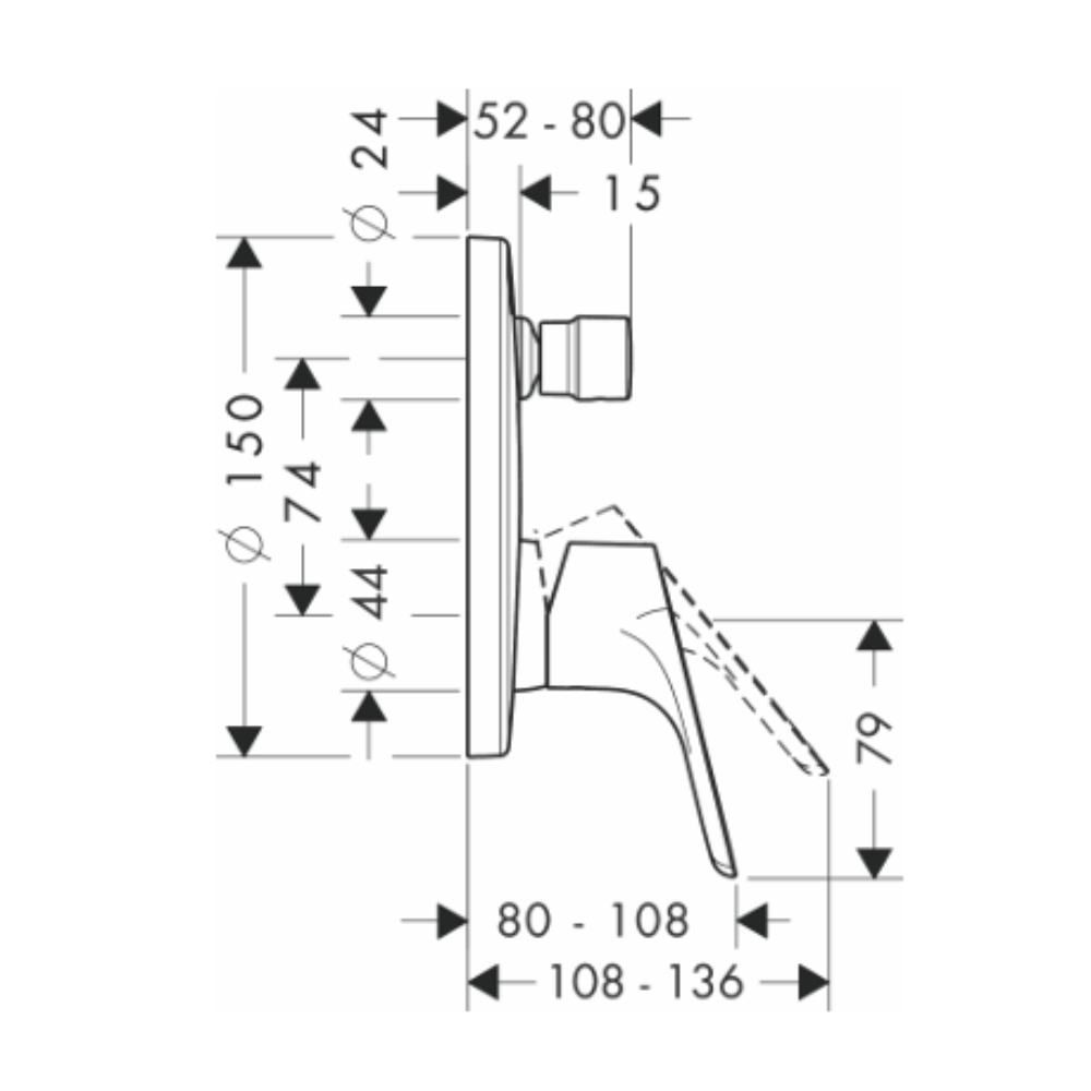 Van điều chỉnh nóng lạnh HG Focus Finish Hansgrohe 31945000 kèm chuyển hướng