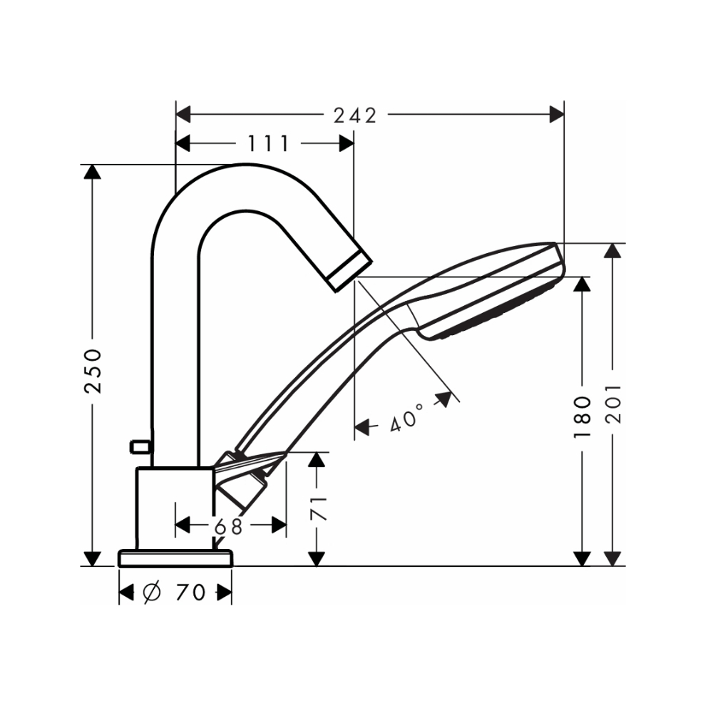 Vòi bồn tắm nóng lạnh Logis Hansgrohe 71310000 (3 lỗ có tay sen)