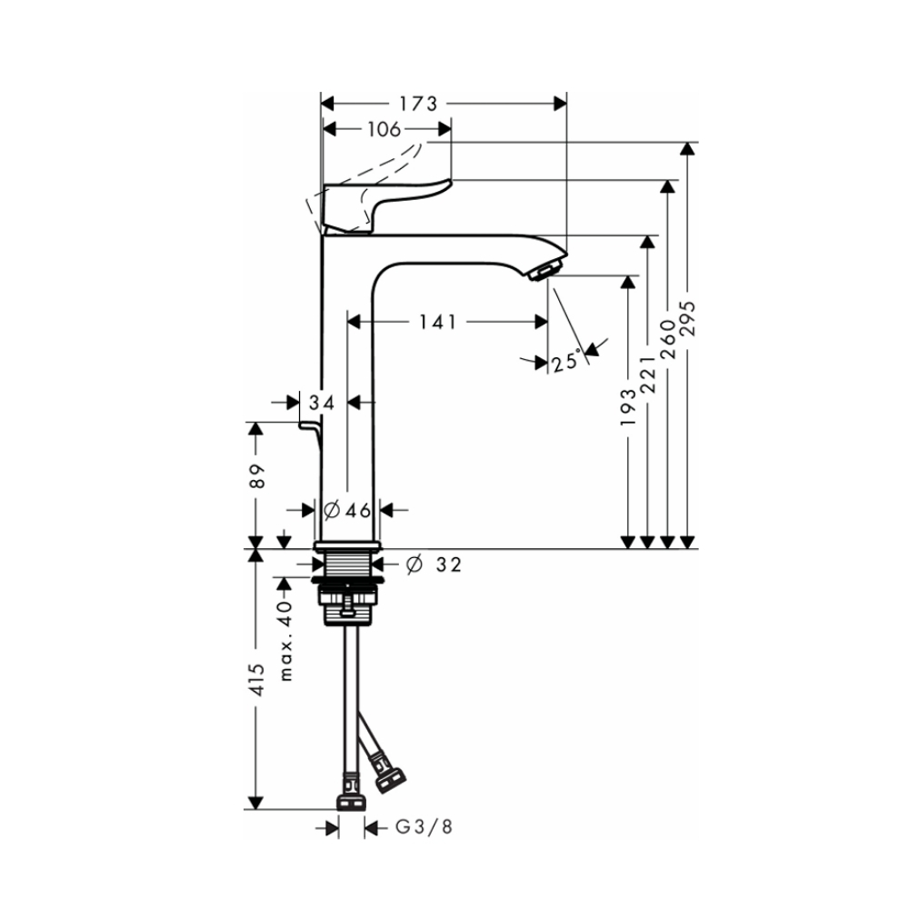 Vòi lavabo nóng lạnh Metris 200 Hansgrohe 31183000