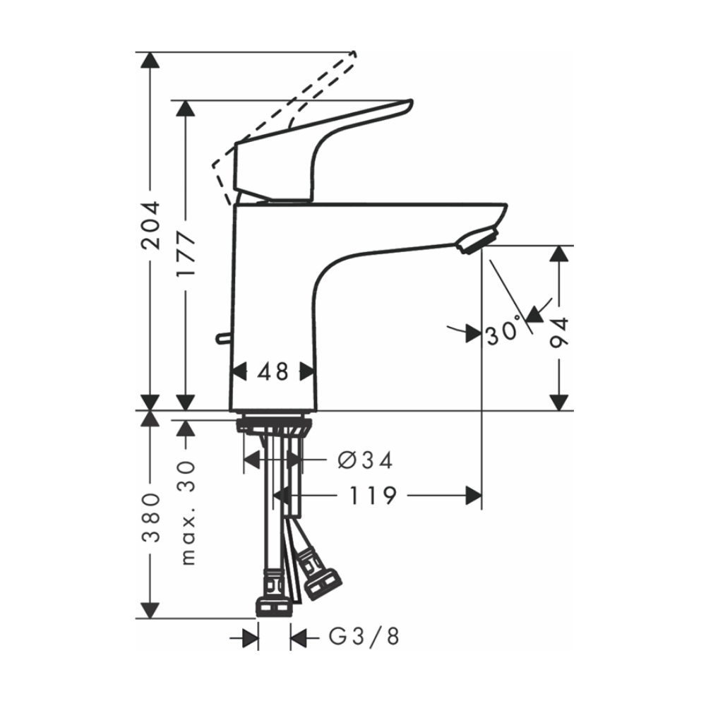 Vòi lavabo nóng lạnh Focus 100 Hansgrohe 31607000