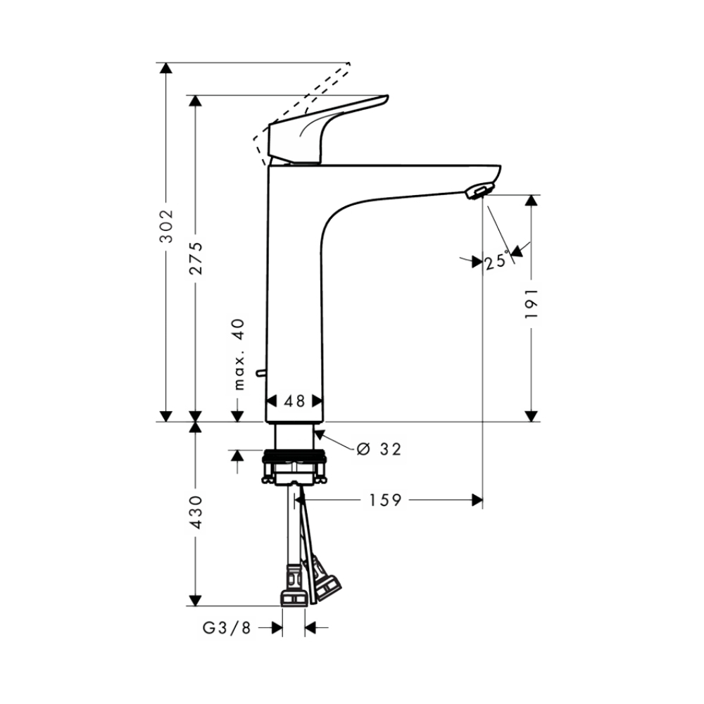 Vòi lavabo nóng lạnh Focus 190 Hansgrohe 31608000