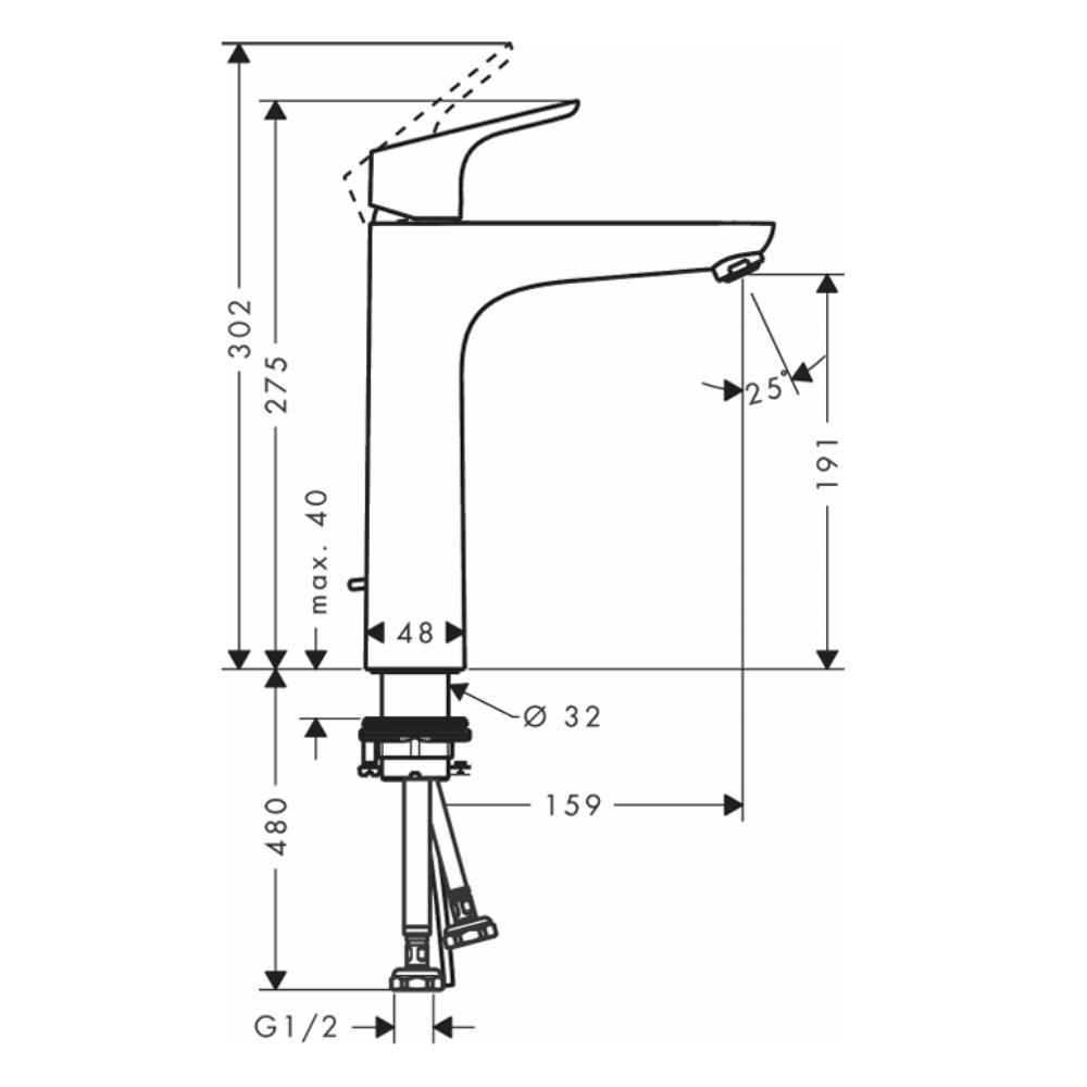 Vòi lavabo nóng lạnh nóng lạnh HG Focus 190 Hansgrohe 31608007