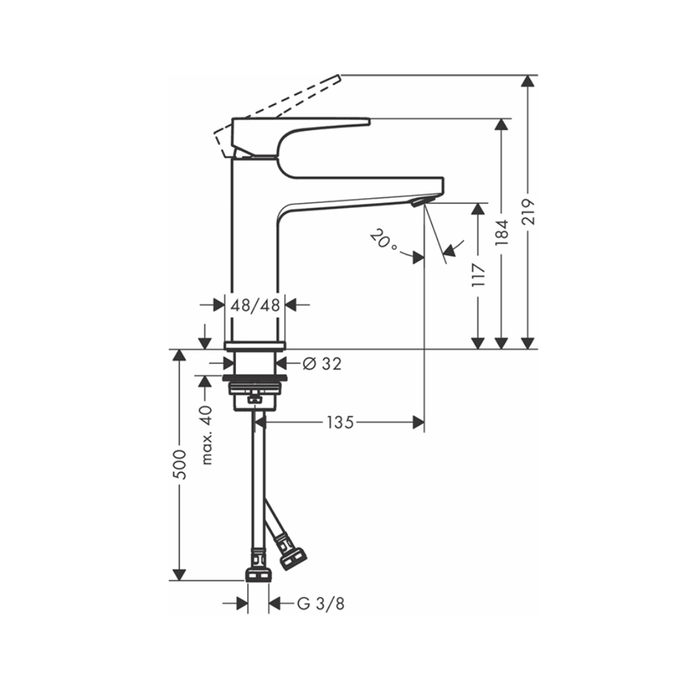 Vòi lavabo nóng lạnh Metropol 110 Hansgrohe 32507000