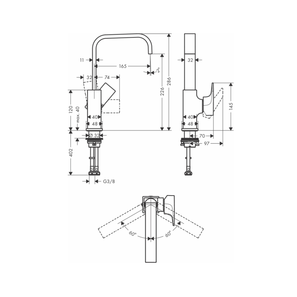 Vòi lavabo nóng lạnh Metropol 230 Hansgrohe 32511000